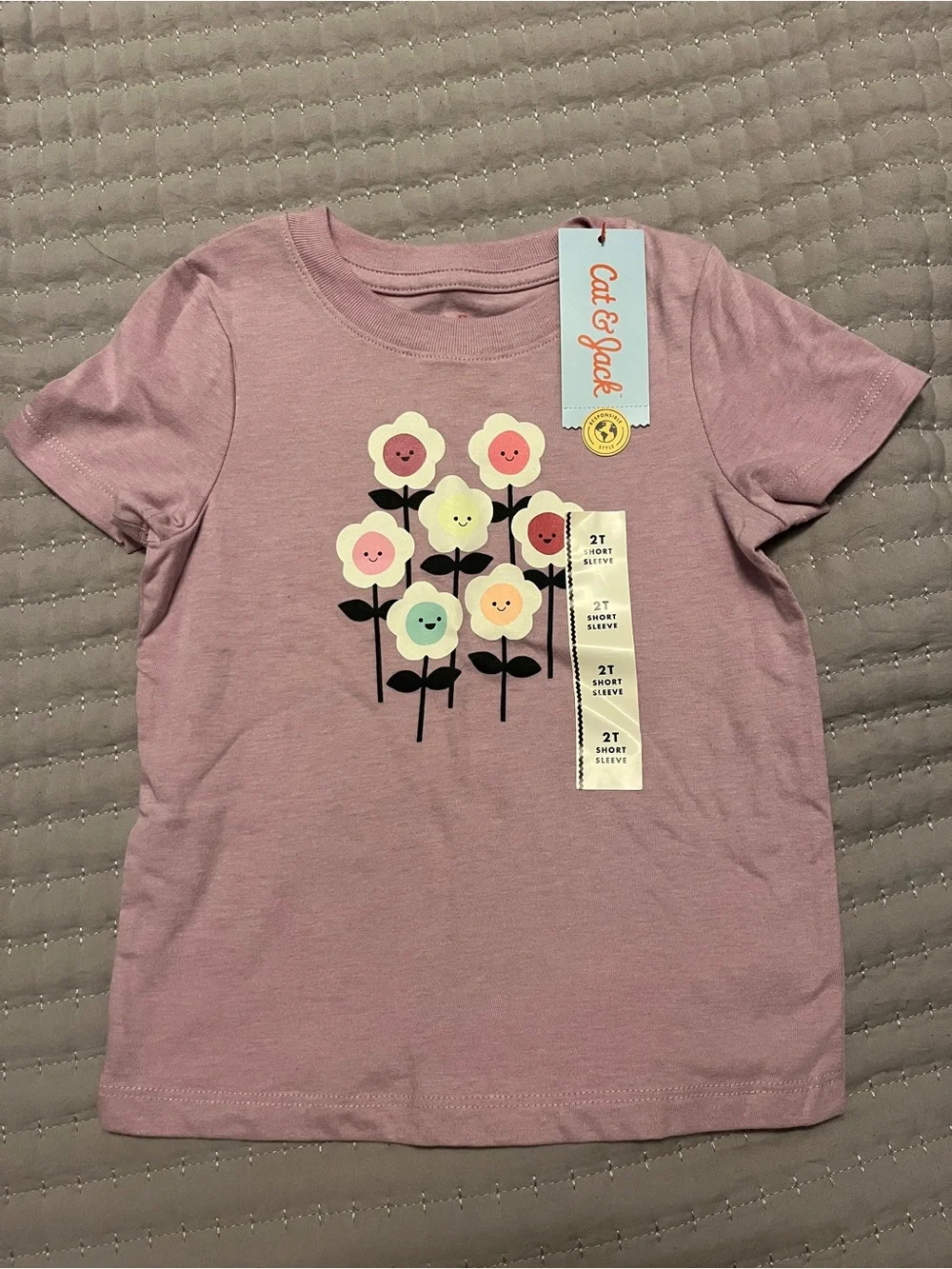 Cat & Jack Dusty Pink Floral Graphic Short-Sleeve Tee